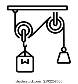 Pulley system vector icon in line style 