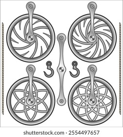 A pulley is a wheel on an axle or shaft enabling a taut cable or belt passing over the wheel to move and change direction, or transfer power between itself and a shaft.