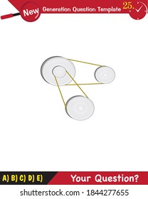 Pulleys with belts on a white background. Metallic sheaves. illustration, eps, new generation, vector.