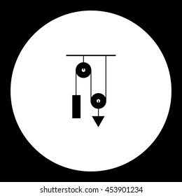 pulleys and force kinematics physics simple icon eps10