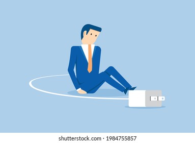 Pulling electric cord to unplug to save money, Vector illustration in flat style