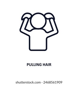 Ziehen der Haare Ikone. Dünne Linie ziehen Haar-Ikone von Menschen Kollektion. Umriss-Vektorgrafik isoliert auf weißem Hintergrund. Editierbares Ziehhaar-Symbol kann Web und mobil verwendet werden