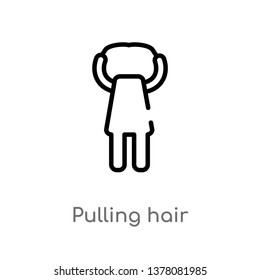 pulling hair vector line icon. Simple element illustration. pulling hair outline icon from people concept. Can be used for web and mobile