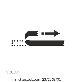 hier Symbol ziehen und öffnen, Schutzband, Klebeband oder Klebeband, Flachsymbol auf weißem Hintergrund entfernen - Vektorgrafik