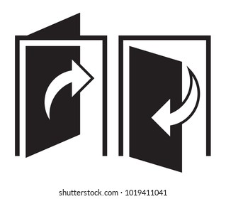 Pulling or pushing door icon. Vector illustration.