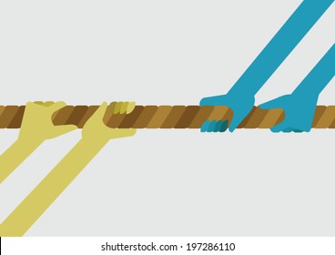 Pulling a rope for competing