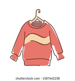 Pullover color line icon. A piece of woollen clothing that covers the upper part of body and arms. Pictogram for web page, mobile app, promo. UI UX GUI design element. Editable stroke.