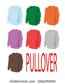 pullover different colors set realistic vector illustration isolated