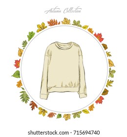 Pullover, Hand draw clothes. Vector illustration.