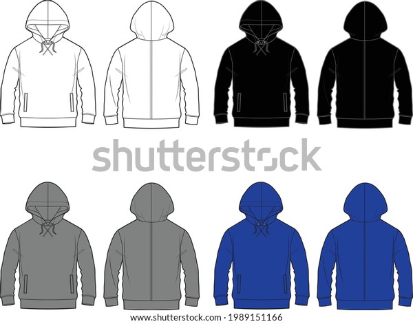 Pullover Hoodie Fashion Flat Templates Stock Vector (Royalty Free ...