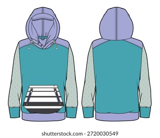 Sudaderas con capucha para mujer maqueta Plantilla Vector diseño ilustración técnica.