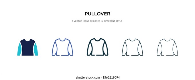 pullover icon in different style vector illustration. two colored and black pullover vector icons designed in filled, outline, line and stroke style can be used for web, mobile, ui