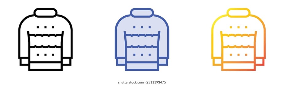 pullover icon. Linear, Blue Fill and Gradient Style Design Isolated On White Background