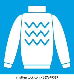 Pullover icon white isolated on blue background vector illustration