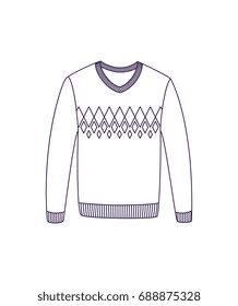 Pullover icon. Woolen pullover icon isolated on white background. Winter clothes apparel vector illustration
