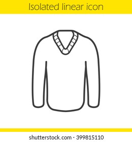 Pullover linear icon. Jumper thin line illustration. Sweater contour symbol. Long sleeve. Vector isolated outline drawing