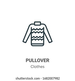 Pullover outline vector icon. Thin line black pullover icon, flat vector simple element illustration from editable clothes concept isolated stroke on white background