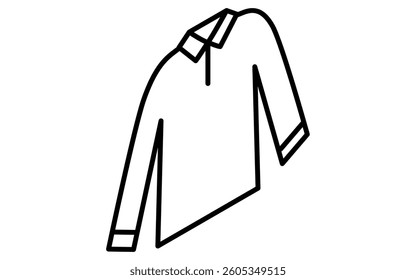 Pullover shirt, Clothes simple isometric line drawing icon in black and white, Vector Illustration