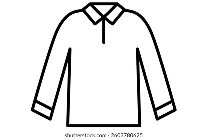 Pullover shirt, Clothes simple line drawing icon in black and white, Vector Illustration