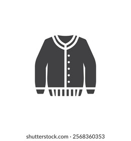 Pullover sweater vector icon. filled flat sign for mobile concept and web design. Cardigan sweater glyph icon. Symbol, logo illustration. Vector graphics