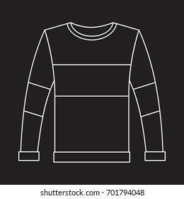 Pullover in thin line style icon vector illustration for design and web isolated on black background. Pullover vector object for label and logo