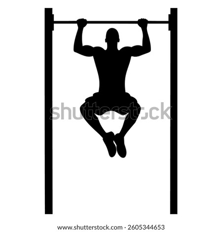 pull-up silhouette, bodyweight strength, calisthenics fitness vector illustration