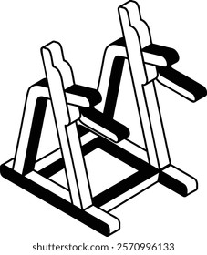 pull-ups using the padded grips isometric vector icon, Healthy lifestyle symbol, Body Exercising Sign,Circuit training equipment illustration, Power Tower concept