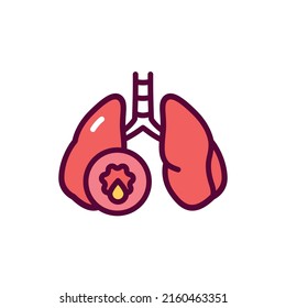 Pulmonary disease astma color line icon. Isolated vector element. Outline pictogram for web page, mobile app, promo