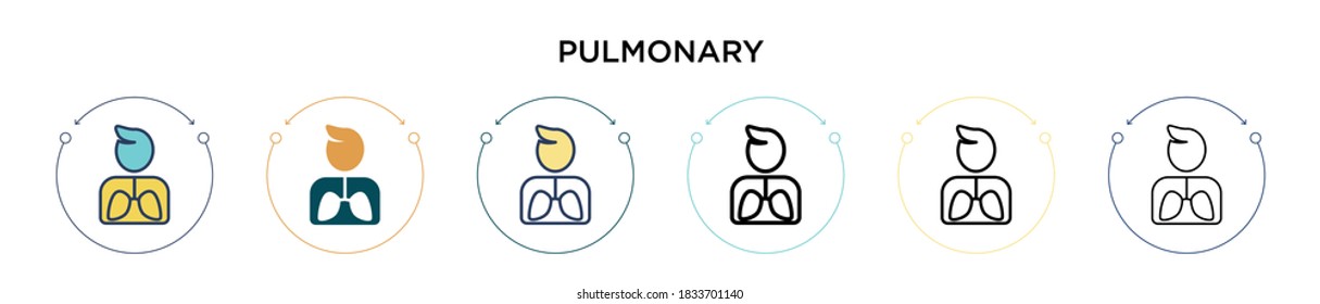 Pulmonary icon in filled, thin line, outline and stroke style. Vector illustration of two colored and black pulmonary vector icons designs can be used for mobile, ui, web