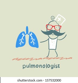 pulmonologist is standing next to a person's lungs