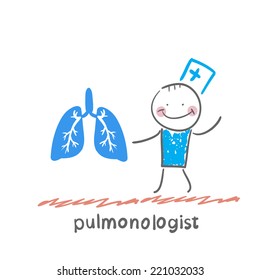 pulmonologist is standing next to a person's lungs