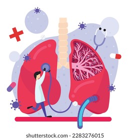 Pulmonology concept physical and respiratory system