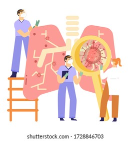 Pulmonology design vector, healthcare persons. COVID-19 Coronavirus outbreak.