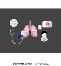 Pulmonology examination and treatment with doctors characters.Lungs healthcare concept. Flat design.