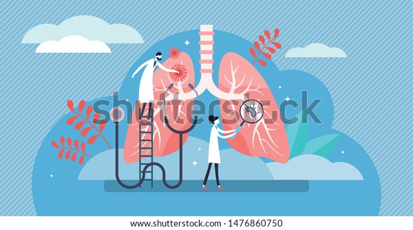 Pulmonology Vector Illustration Flat Tiny Lungs Stock