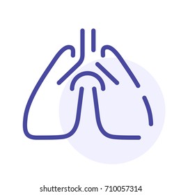 Pulmonology vector line icon, abstract lungs sign