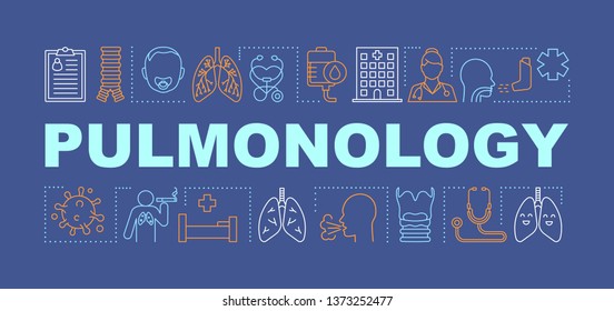 Pulmonology word concepts banner. Respiratory diseases. Ear, nose, throat, lungs, chest. Presentation, website. Isolated lettering typography idea with linear icons. Vector outline illustration