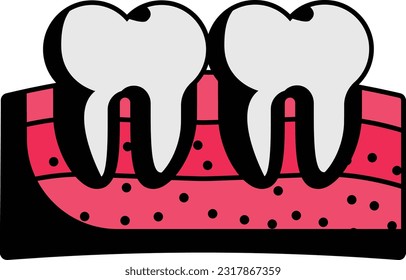 concepto de cavidad de pulpa, diseño de ícono vectorial de dentina-pulpa o endodoncio, símbolo de Dentures, signo de asistencia sanitaria oral, ilustración del instrumento dental