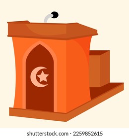 Pulpit with mic flat vector illustration