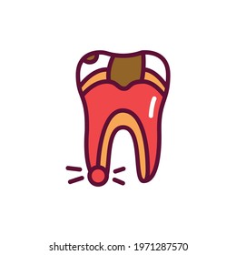 Pulpitis color line icon. Isolated vector element. Outline pictogram for web page, mobile app, promo