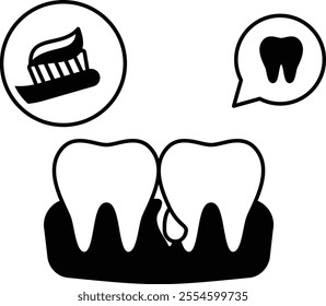 Pulpitis Fluoride treatments for Tartar and Plaque effected teeth concept, Periapical Abscess vector outline design, Odontology symbol, manual dexterity sign Dentist tools stock illustration