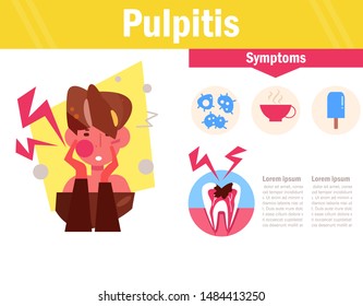 Pulpitis Vector. Cartoon. Isolated art on white background. Flat
