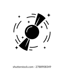 Pulsar rotating beam lighthouse icon, vector illustration. Black filled pulsar rotating beam lighthouse icon isolated on a white background, depicting rapidly spinning stellar objects and astrophysical observation concepts.