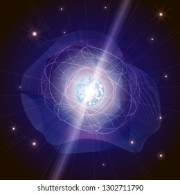 Pulsar star . Magnetar. Neutron star with radiation ray waves. Magnetar with Magnetic Field. Blitzar. Pulsar star