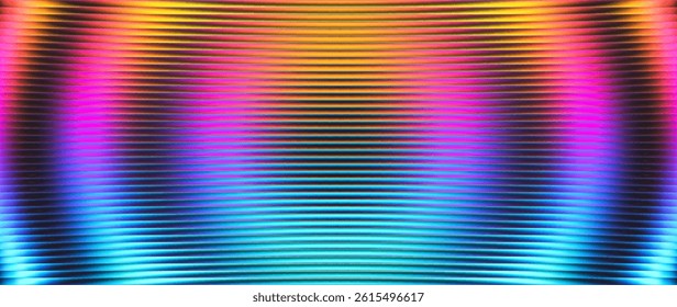 Pulsating neon lights ripple in vibrant waves of color. Neon gradient illusion. Visual rave of futuristic gradient flowing through glass lines with dynamic neon energy perfect for modern digital vibes