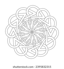 Pulsating Paradise Celtic mandala colouring book page for KDP book interior. Peaceful Petals, Ability to Relax, Brain Experiences, Harmonious Haven, Peaceful Portraits, Blossoming Beauty mandala 