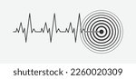 Pulsation epicenter location mark Earthquake. Earthquake icon in flat style. Alert symbol vector illustration. Symbol for your web site design, logo, app, UI. Vector illustration, EPS