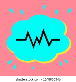 Pulse. Black icon in a bubble on a pink background. Vector