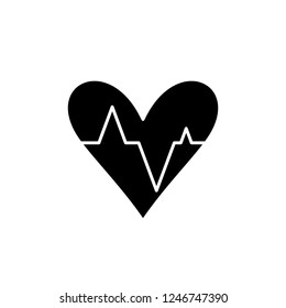 Pulse black icon, vector sign on isolated background. Pulse concept symbol, illustration 