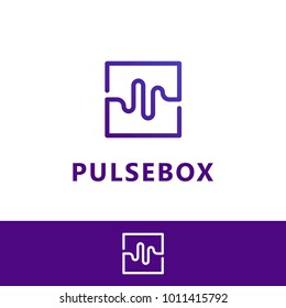 Pulse box, Wave box. Vector logo template